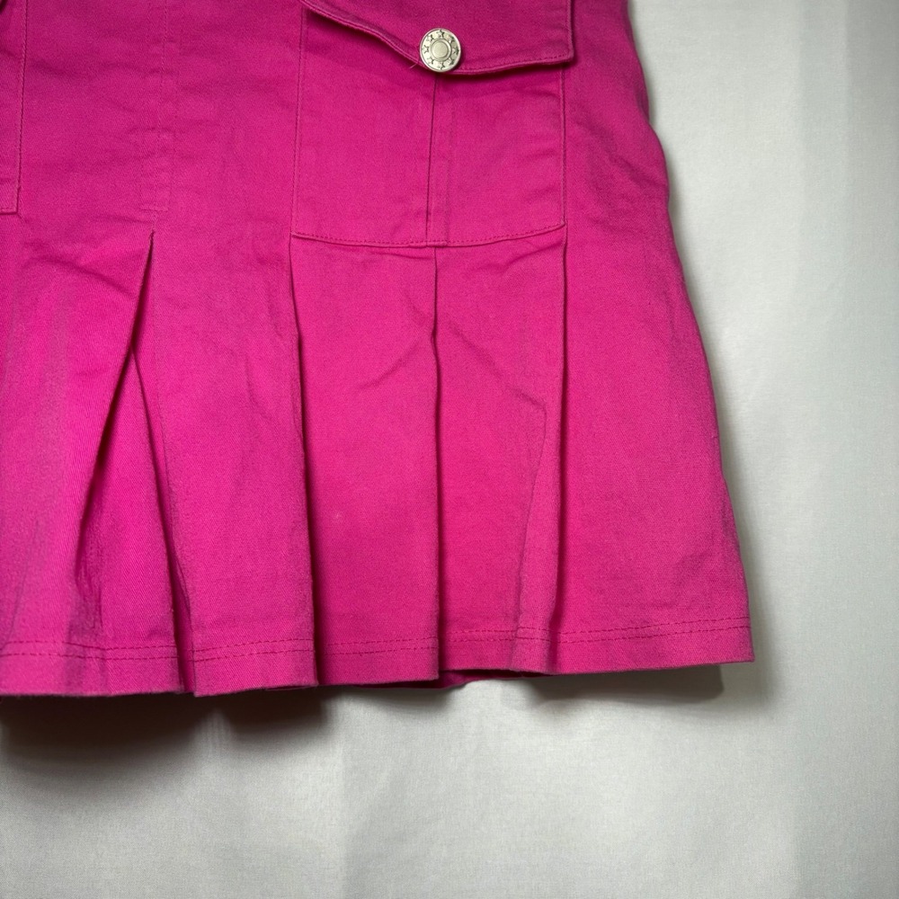 Vintage Rave Pink Pleated Skort Y2K Cargo Pocket Mini Skirt Shorts Womens Medium - Picture 3 of 10